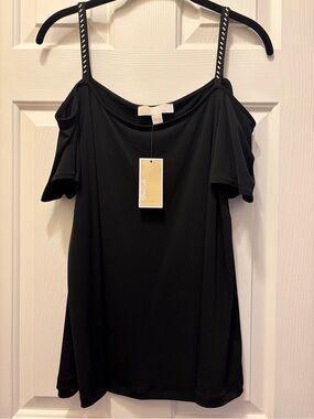 Michael Kors Black Cold-Shoulder top